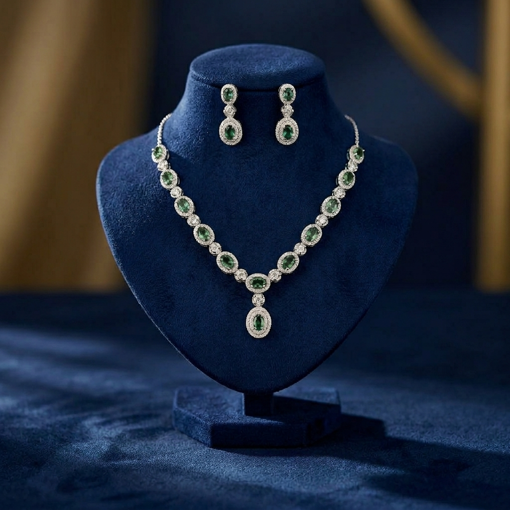 Emerald Halo Set