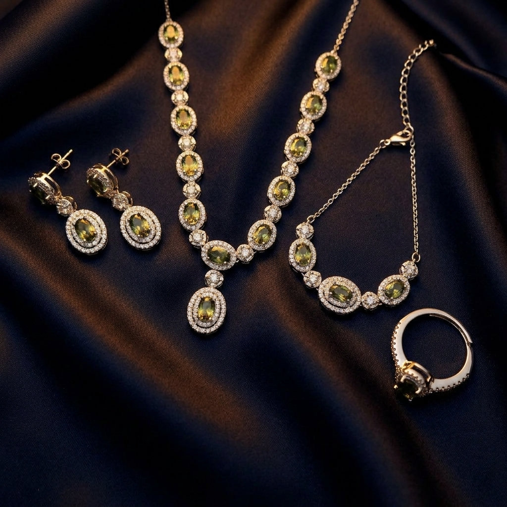 Emerald Halo Set