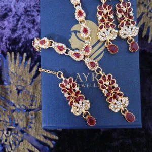 crimson gold necklace set